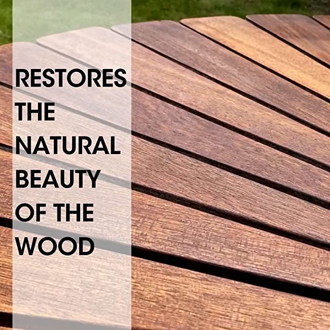 This is Eterna Homes sustainable teak garden furniture restoration kit, consisting of our teak wood restoration kit. Our teak wood is suitable for outdoor dining.
