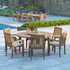 Cannes Teak Set 150cm Maximus Round Table 4cm Top (6 Henley Stacking Chairs) Cushions included.