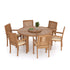 Cannes Teak Set 150cm Maximus Round Table 4cm Top (6 Henley Stacking Chairs) Cushions included.