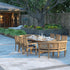 Teak 180-240cm Oval Extending Table 4cm Top with 6 Henley Stacking Chairs, 2 San Francisco Benches Cushions included.