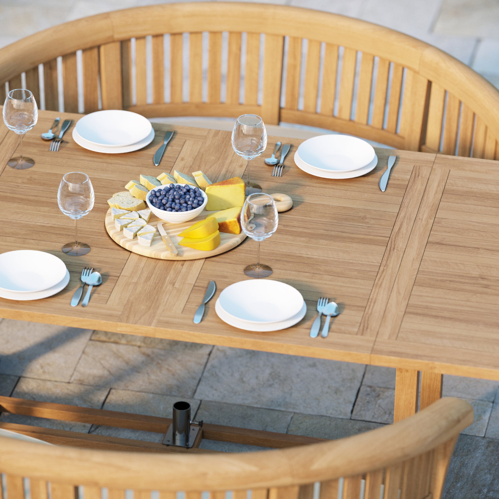 Fruit on Teak garden dining table