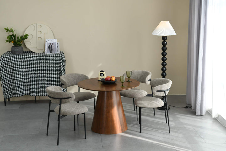 Connaught 1m Round Table & 4 Mandarin Tweed Oatmeal Chairs Dining Set