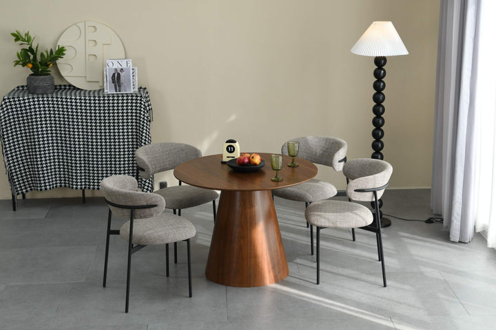 Connaught 1m Round Table & 4 Mandarin Tweed Oatmeal Chairs Dining Set