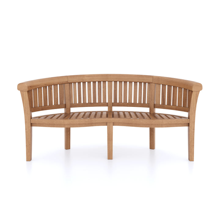 This is Eterna Homes sustainable teak garden furniture outdoor dining chairs, consisting of teak bench and cushion. All of our teak wood is suitable for outdoor dining.