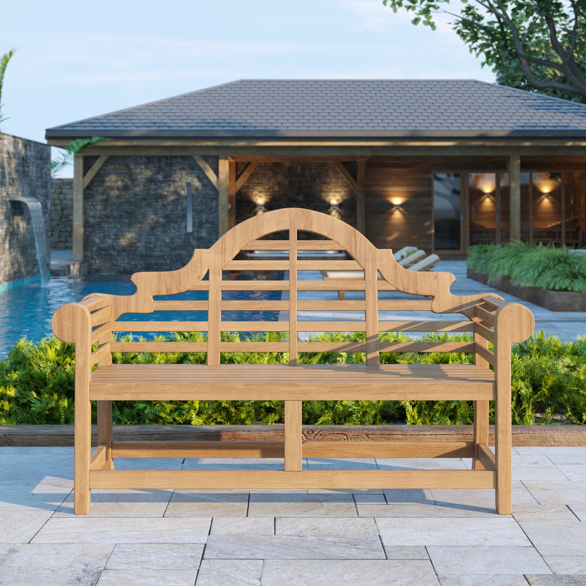 Teak garden Lutyens bench