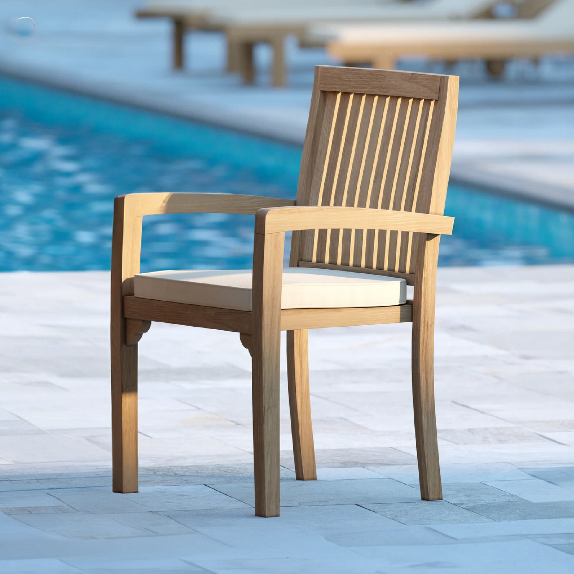 Four Marlow Stacking Chairs with Cushions.