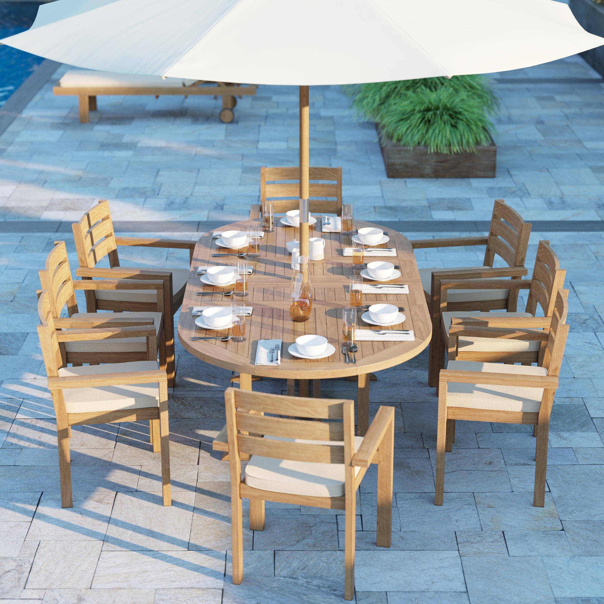 180-240cm Teak Oval Table and 8 Marlow Chairs 