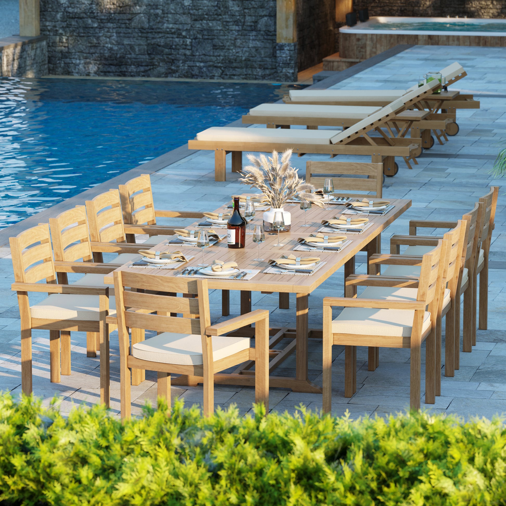 extendable teak table with chairs