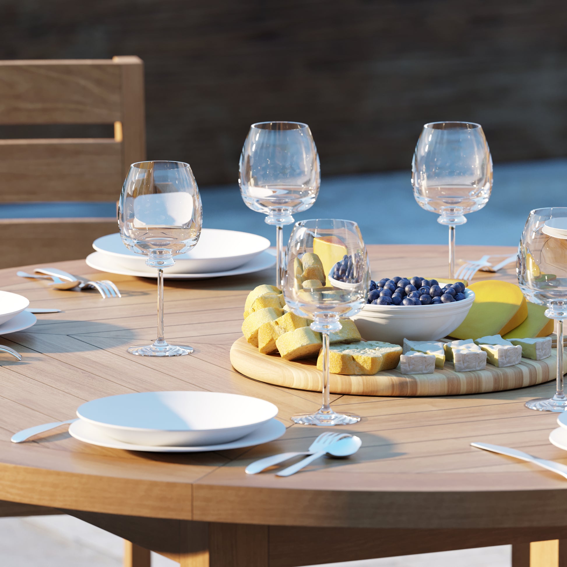 Food on Luxury Teak Dining Set