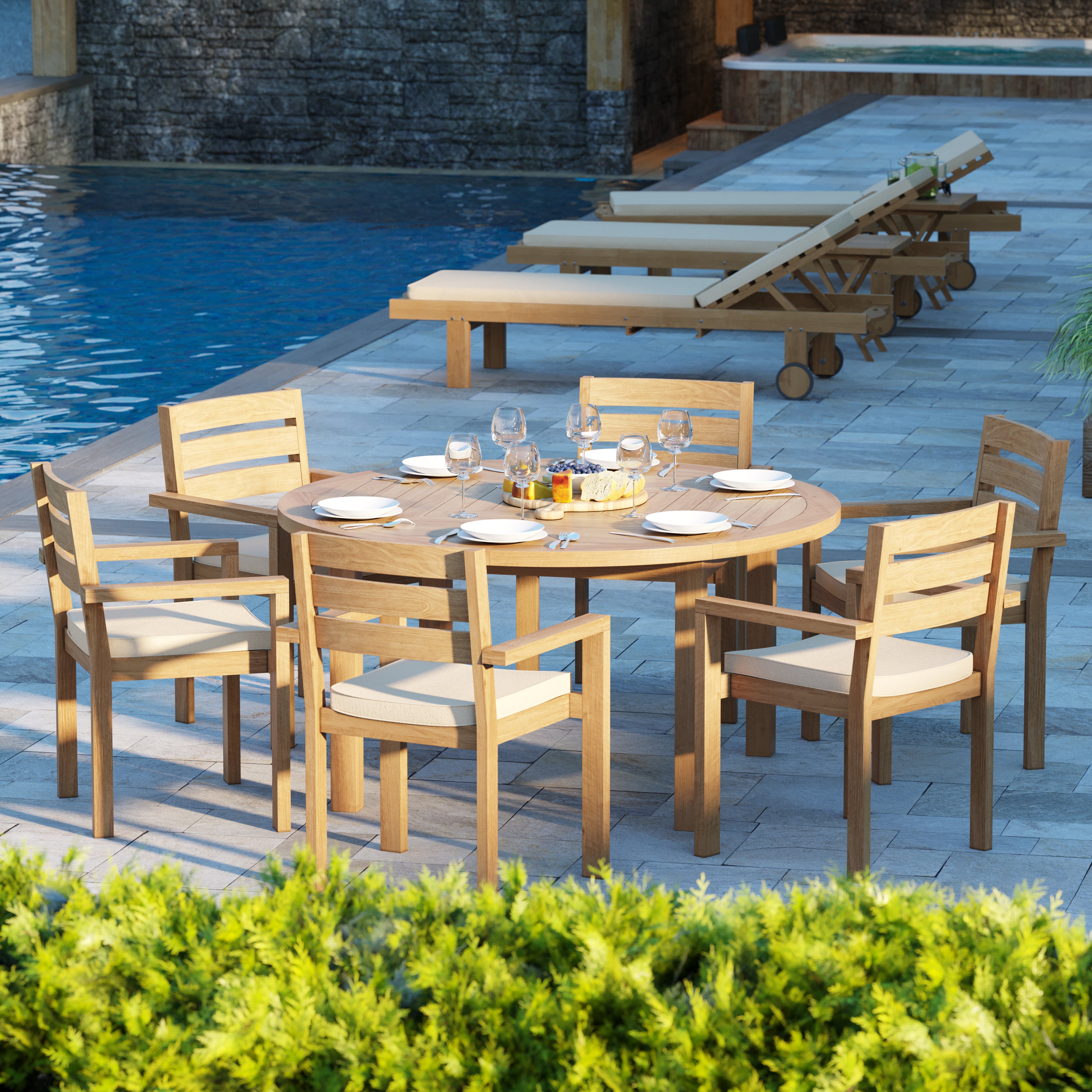 round teak garden dining set