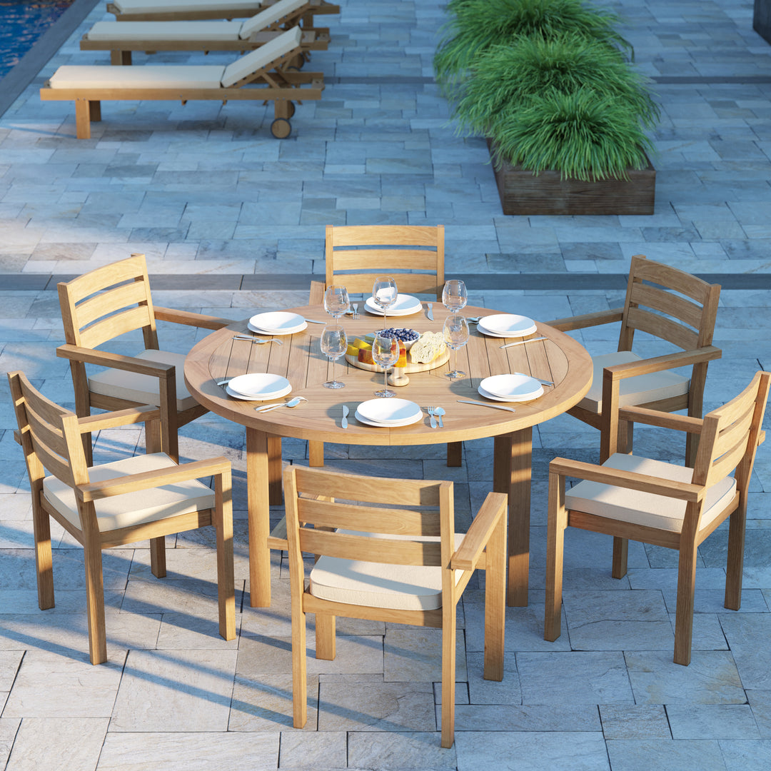 Luxor 150cm Round Table 4cm Top (6 Marlow Stacking Chairs) Cushions included.