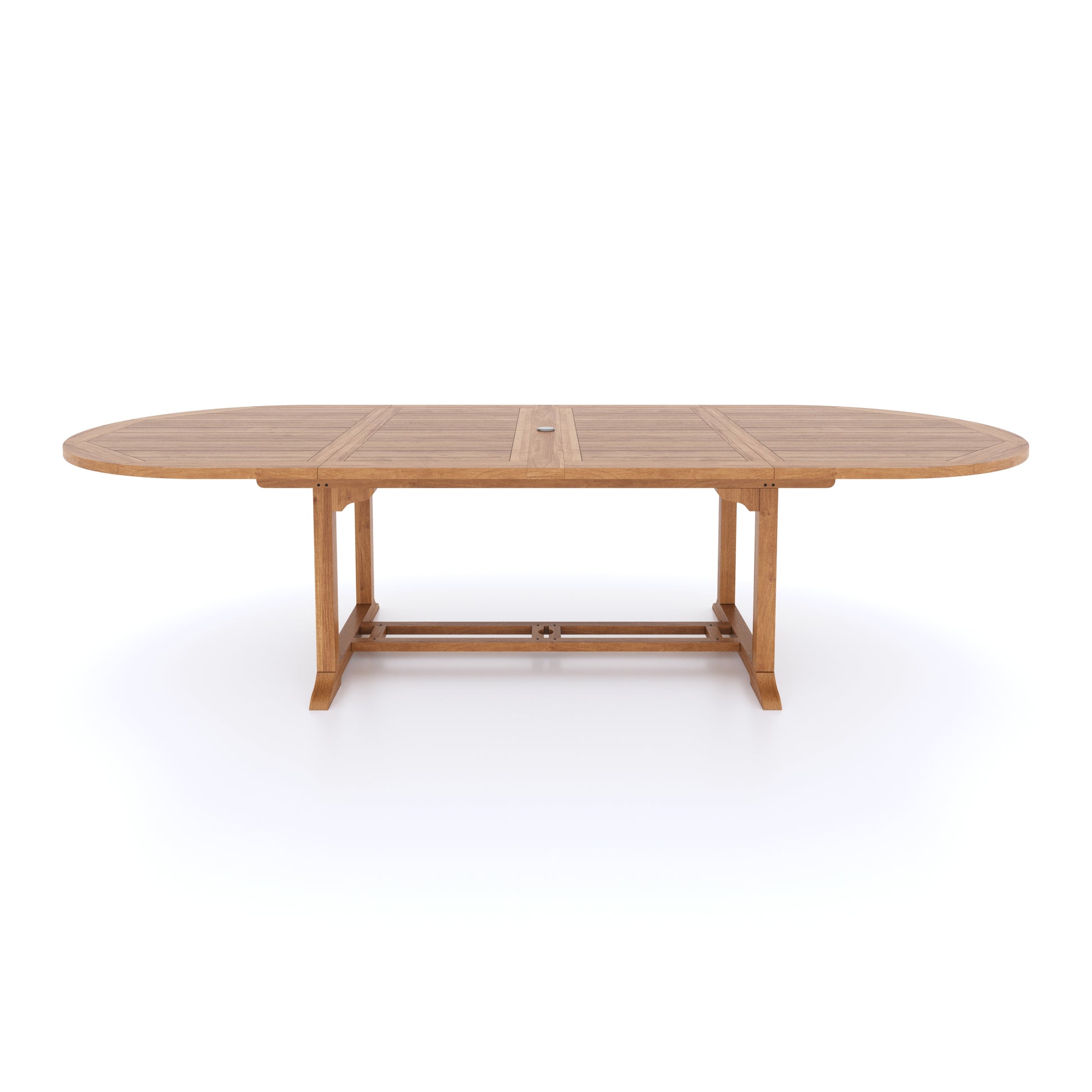 Side view of Teak 2-3m Oval Extending Table