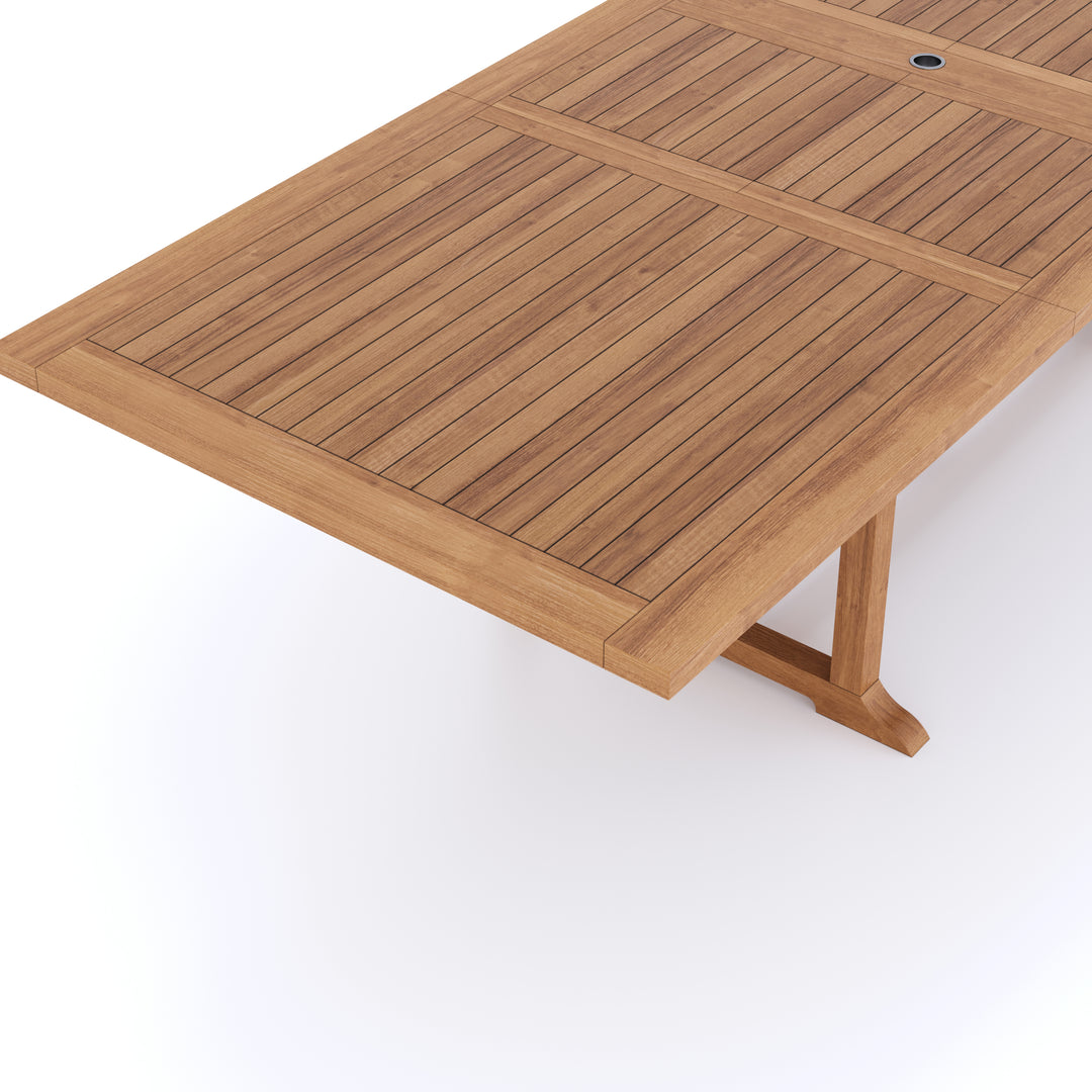 Cologne Teak 2-3m Rectangle Extending Table 4cm Top (10 Warwick Chairs) Cushions included.