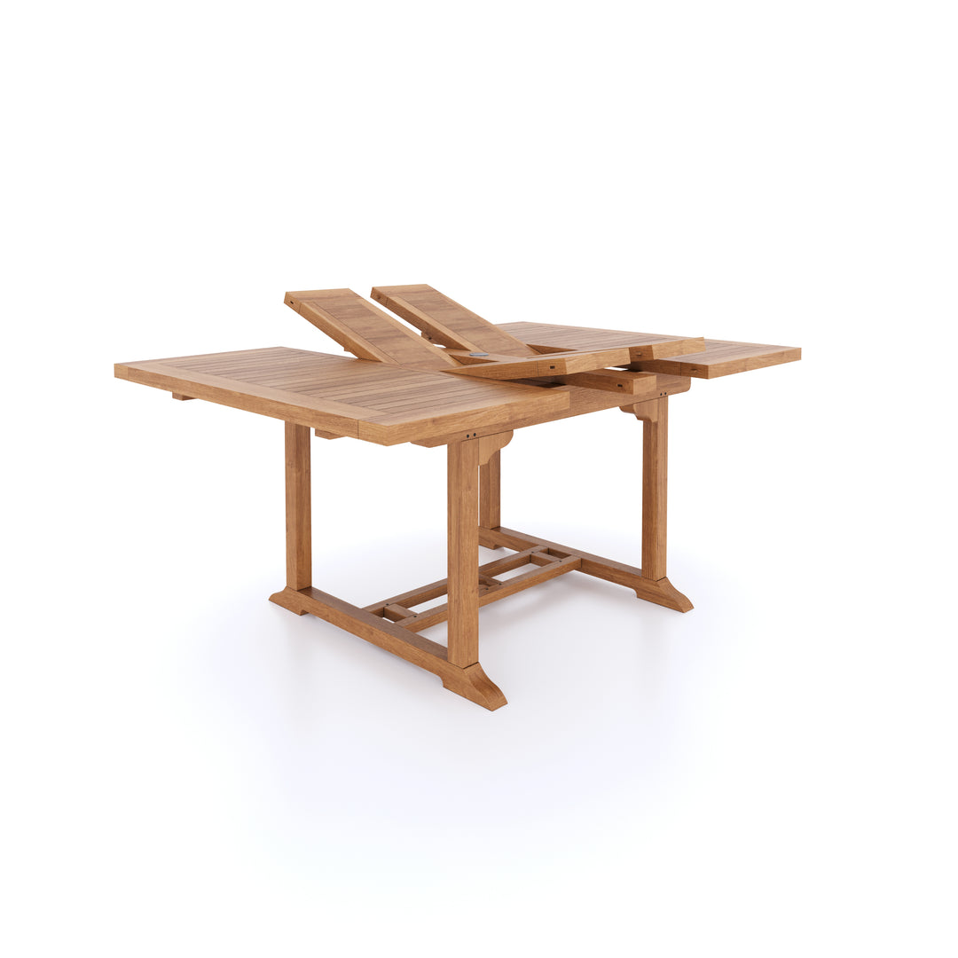 Padstow Teak Set 120-170cm Rectangle Table with 6 Marlow Chairs + Cushions