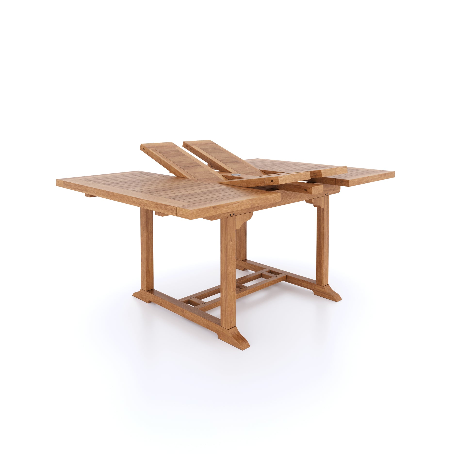 This is Eterna Homes sustainable teak garden furniture outdoor dining table, consisting of our 120-170cm teak table. Our teak wood is suitable for outdoor dining.
