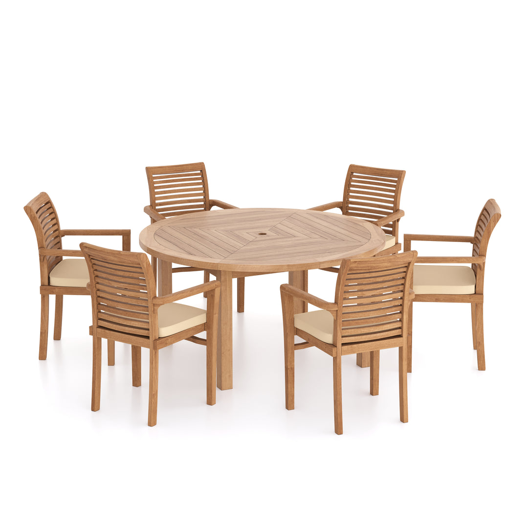 Luxor 150cm Round Table 4cm Top (6 Oxford Stacking Chairs) Cushions included.