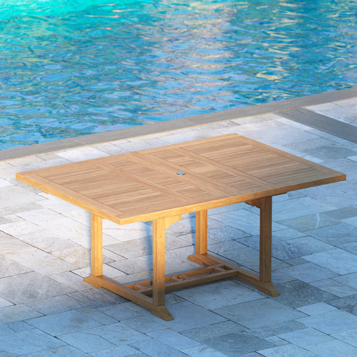 Padstow Teak Set 120-170cm Rectangle Table with 6 Marlow Chairs + Cushions