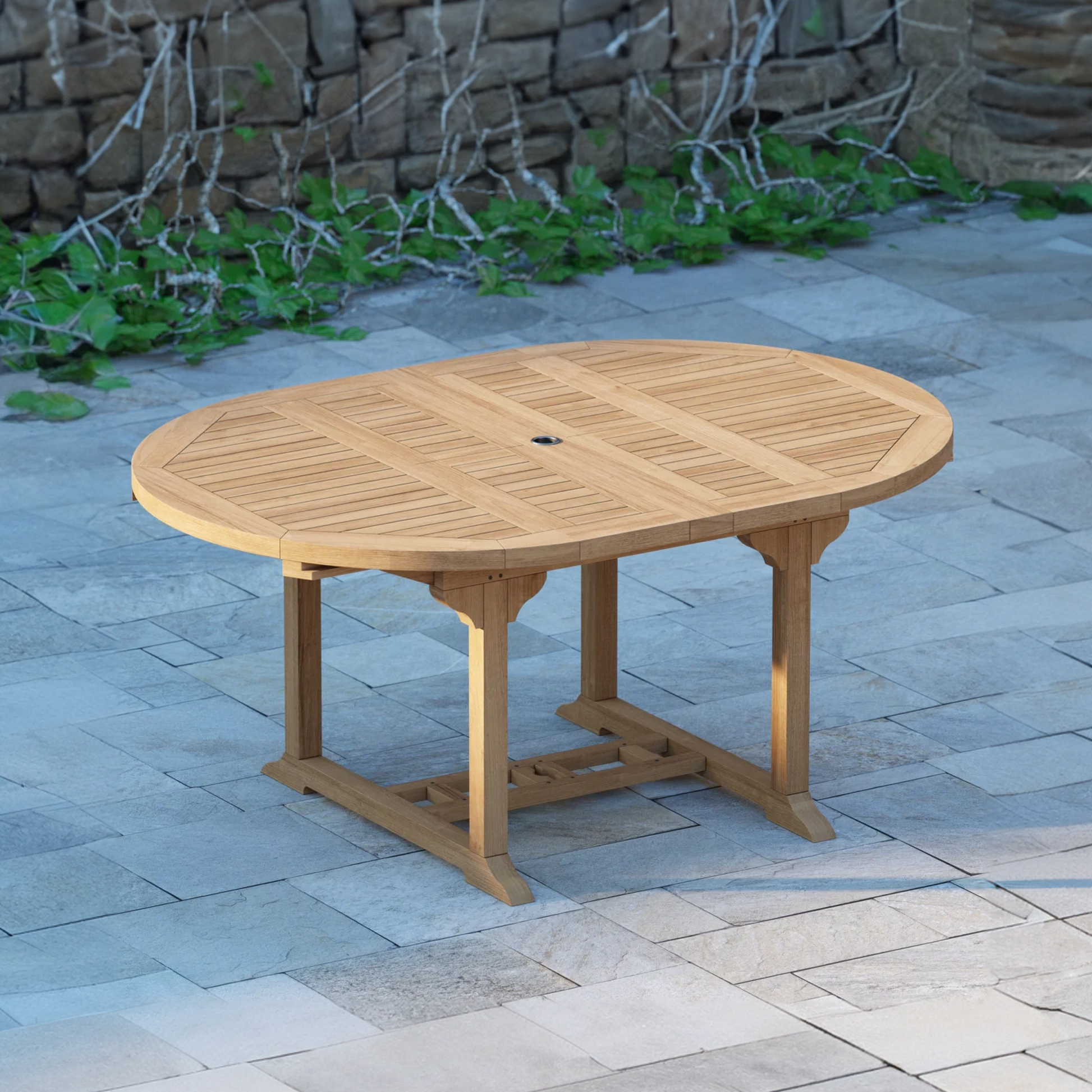 Teak Table 120-170cm Round to oval
