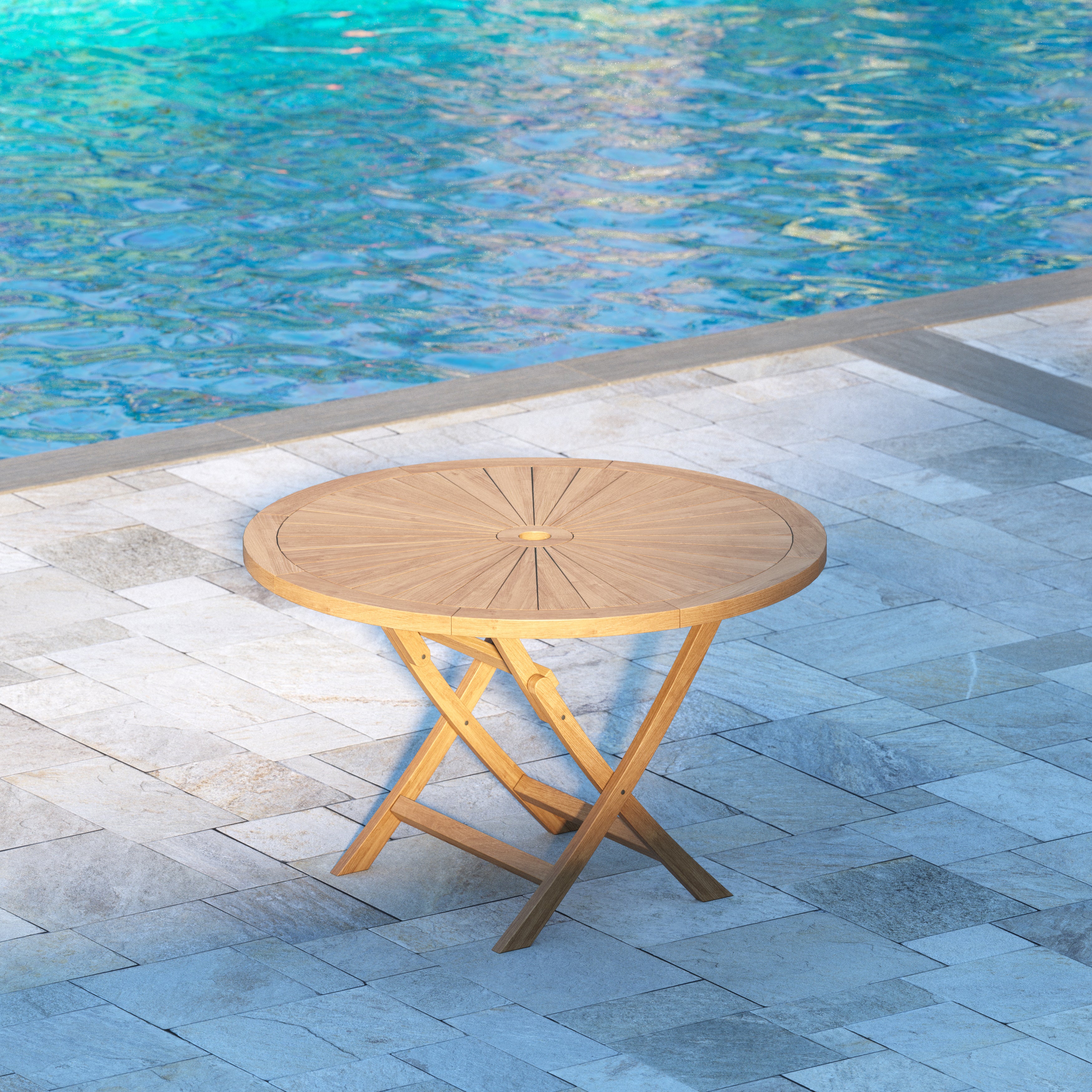 120cm sunshine folding teak table