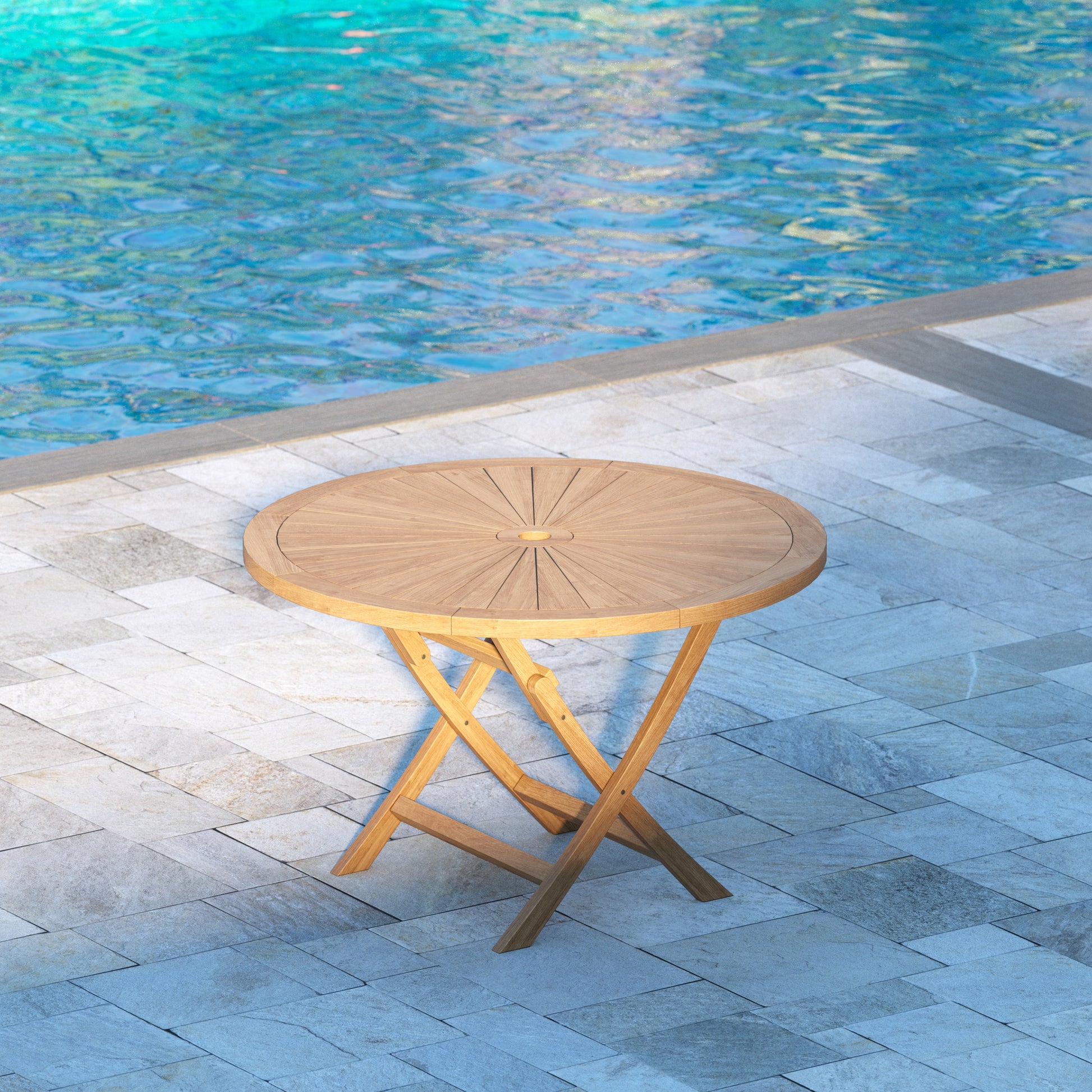 120cm sunshine folding teak table