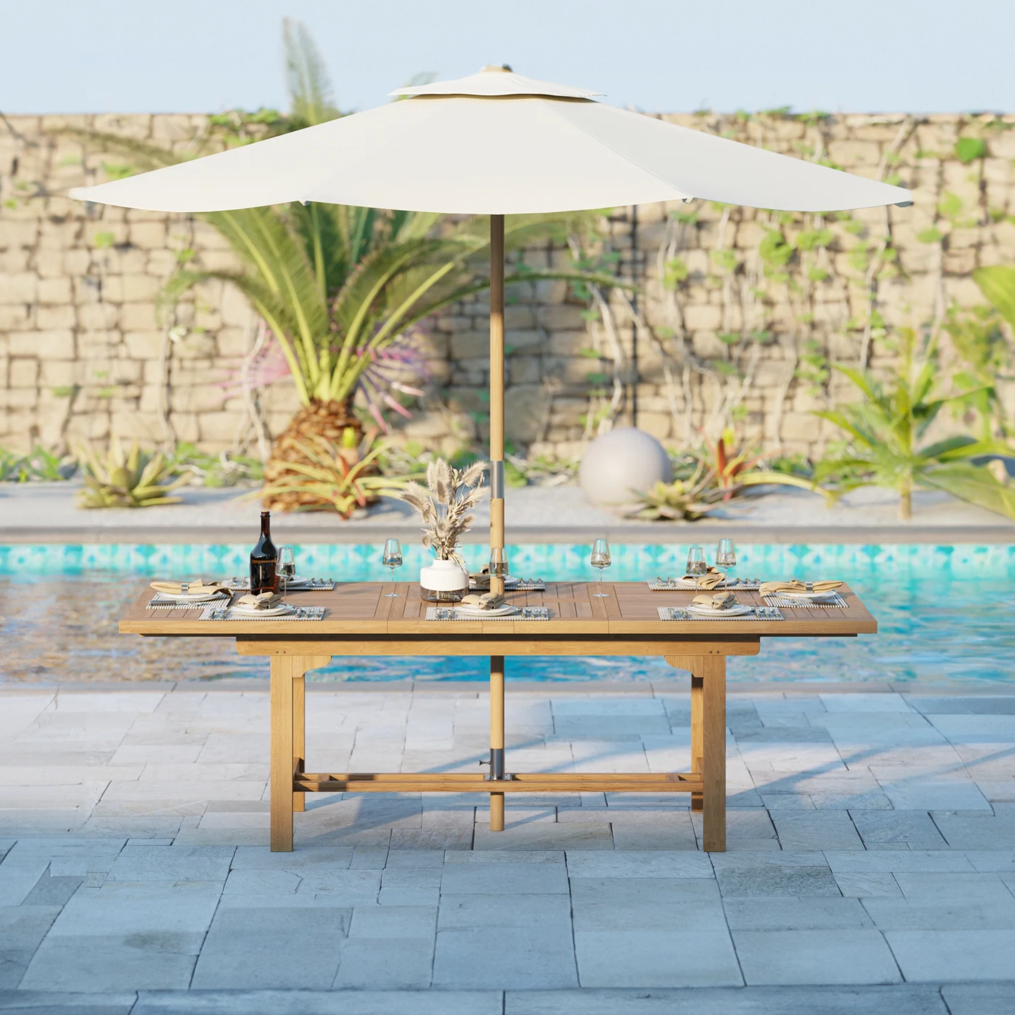 Teak Table 180-240cm Rectangle