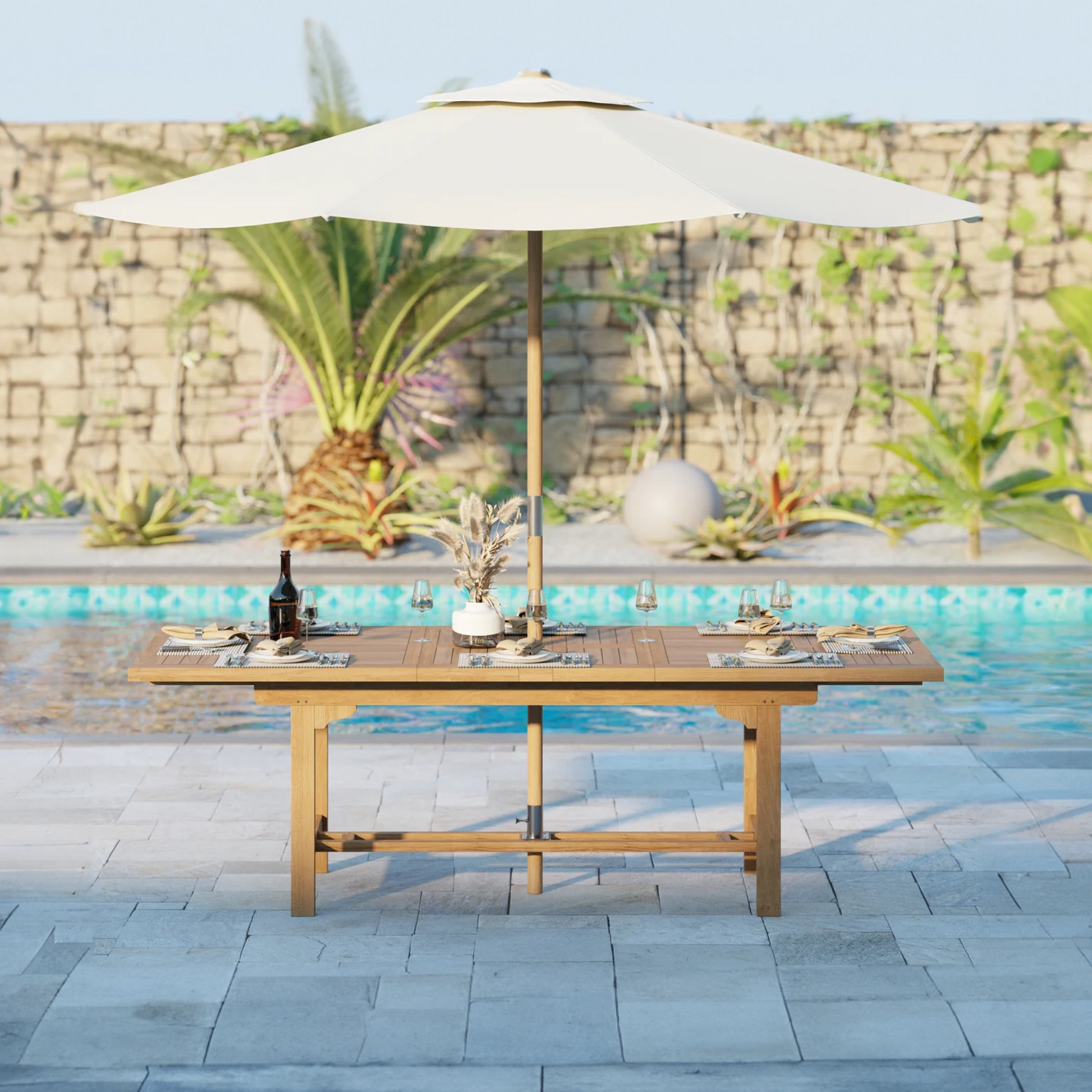 Teak Table 180-240cm Rectangle