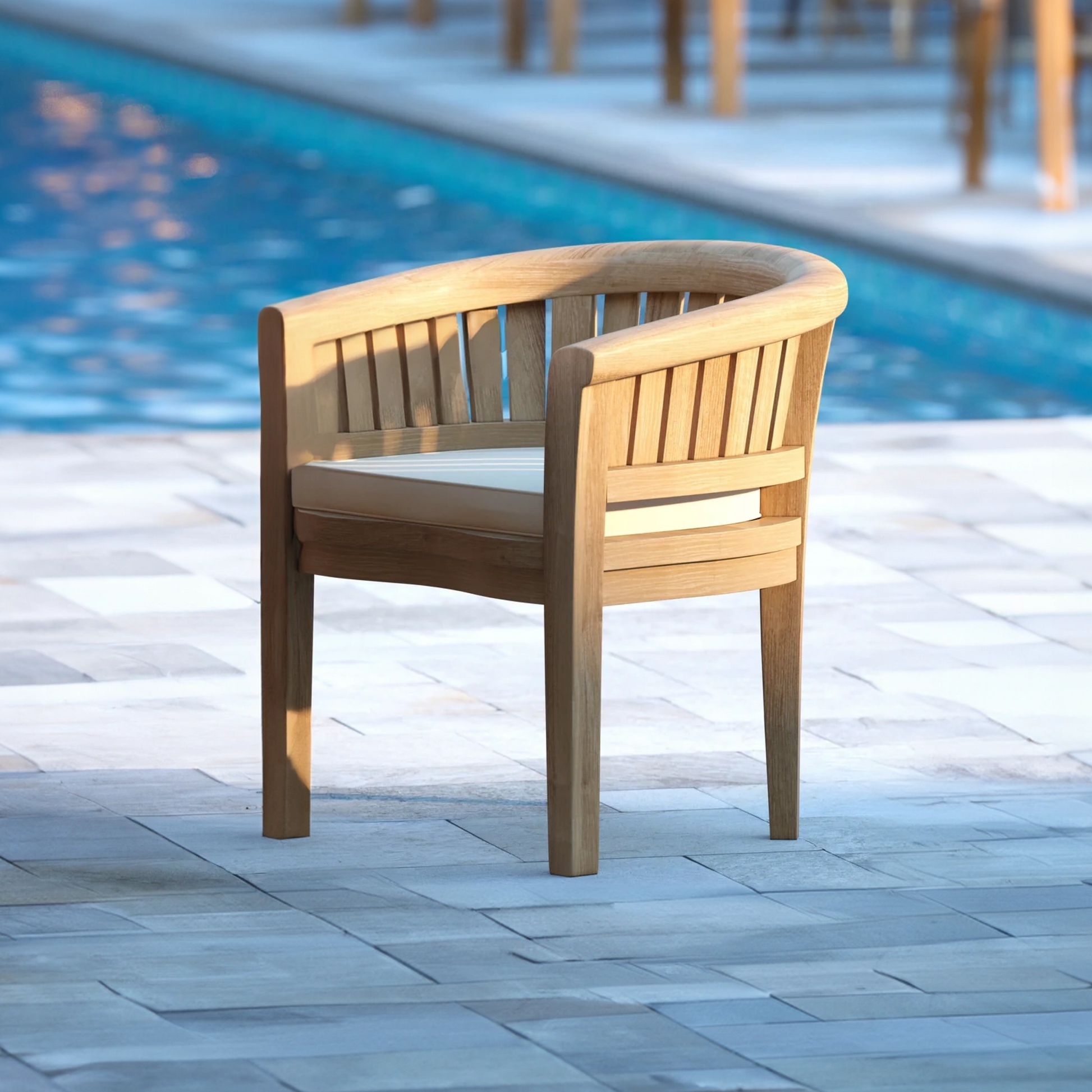 Two Teak Garden San Francisco Chairs with Cushions.