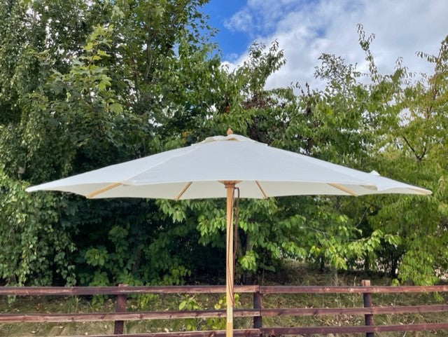 Premium 2.7m Solid Wood Tilting Parasol 48mm Pole (Cream)