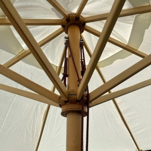 Premium 2.7m Solid Wood Tilting Parasol 48mm Pole (Cream)