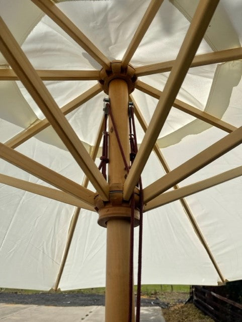 Premium 2.7m Solid Wood Tilting Parasol 48mm Pole (Cream)